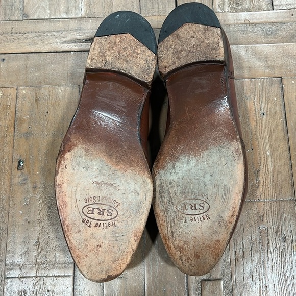 Paul Stuart brown leather fringed loafers main image 8